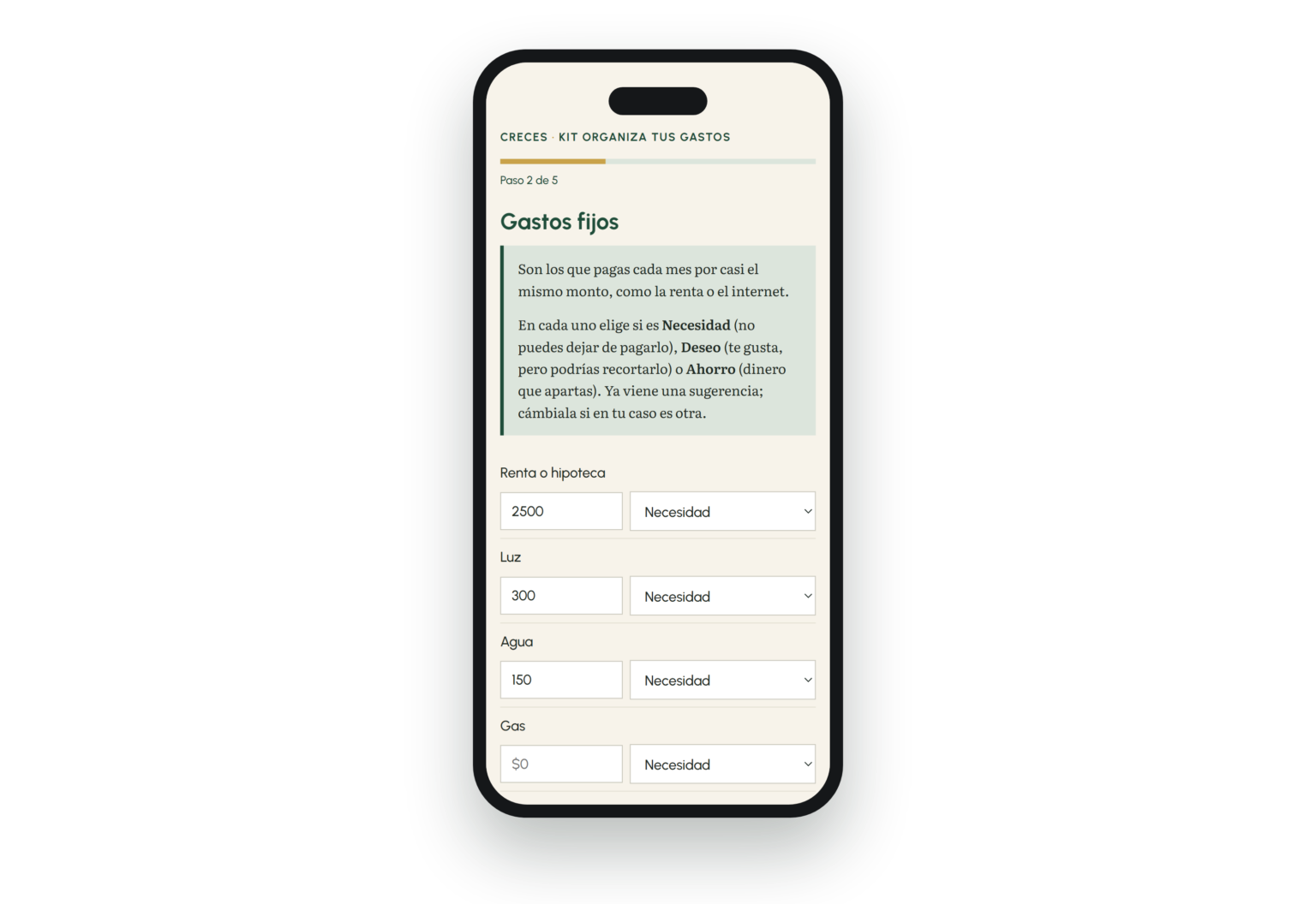 La app en el celular